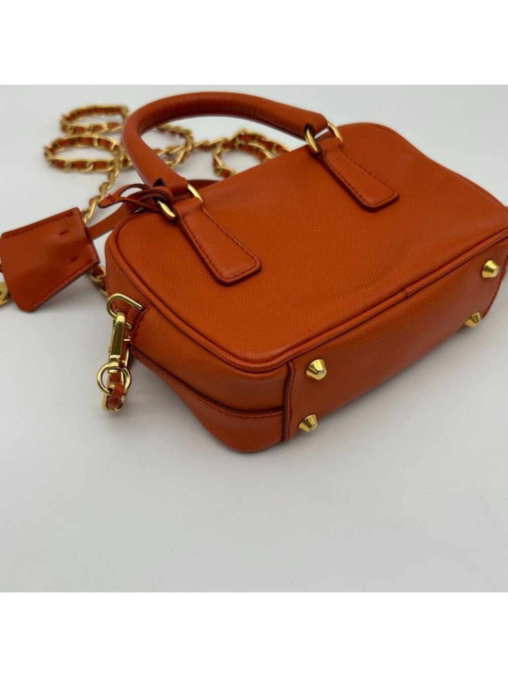 Prada Orange Saffiano Leather Shoulder - Picture 14 of 15